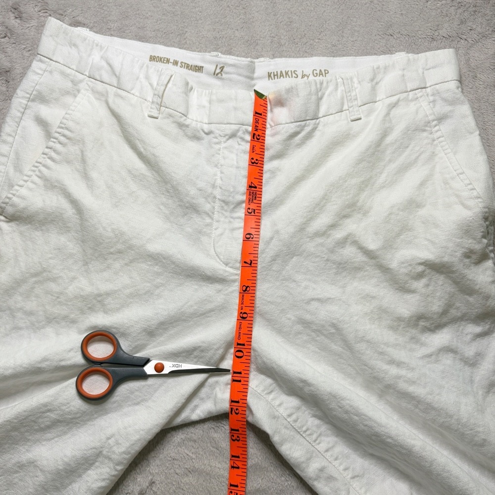 Gap Broken-In Straight Pants Womens 12 White Linen Cotton Cropped Preppy Coastal - Picture 11 of 12